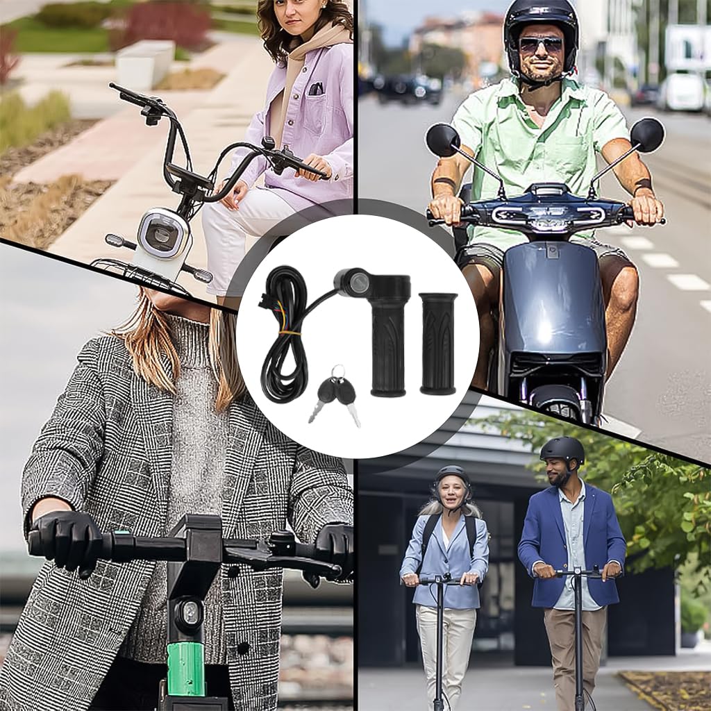 STHIRA Electric Bike Throttle Grip for Scooters featuring 5 Wire Speed Control & Keys | Easy DIY Installation