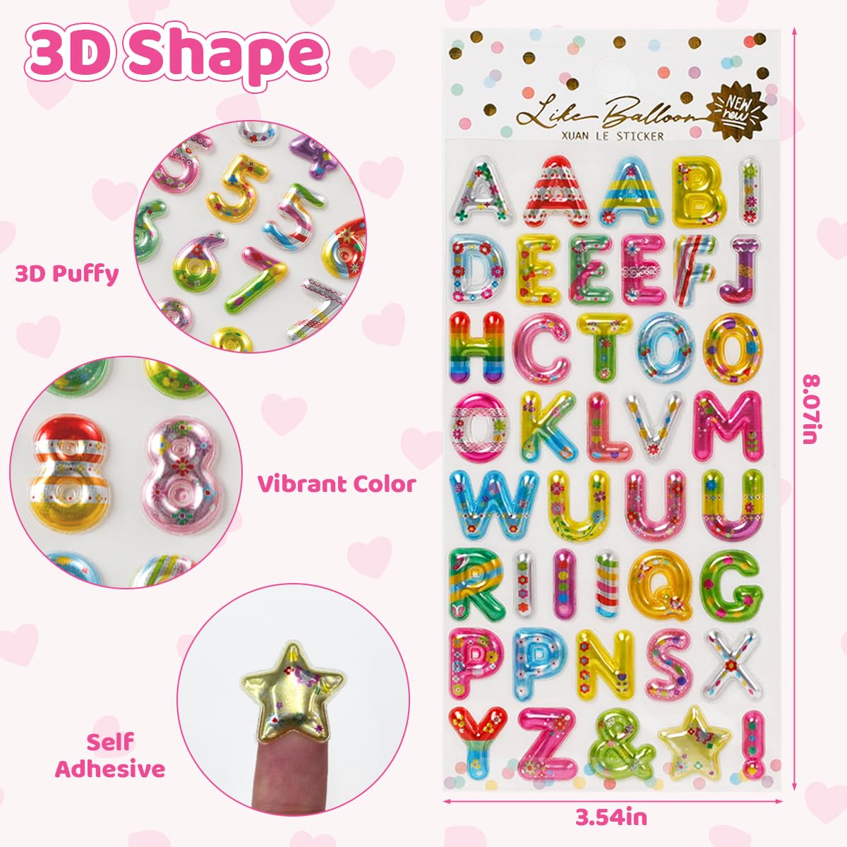 PATPAT DIY Phone Case Stickers for Scrapbooking with 3D Alphabet Jelly Touch Texture | 4-Pack