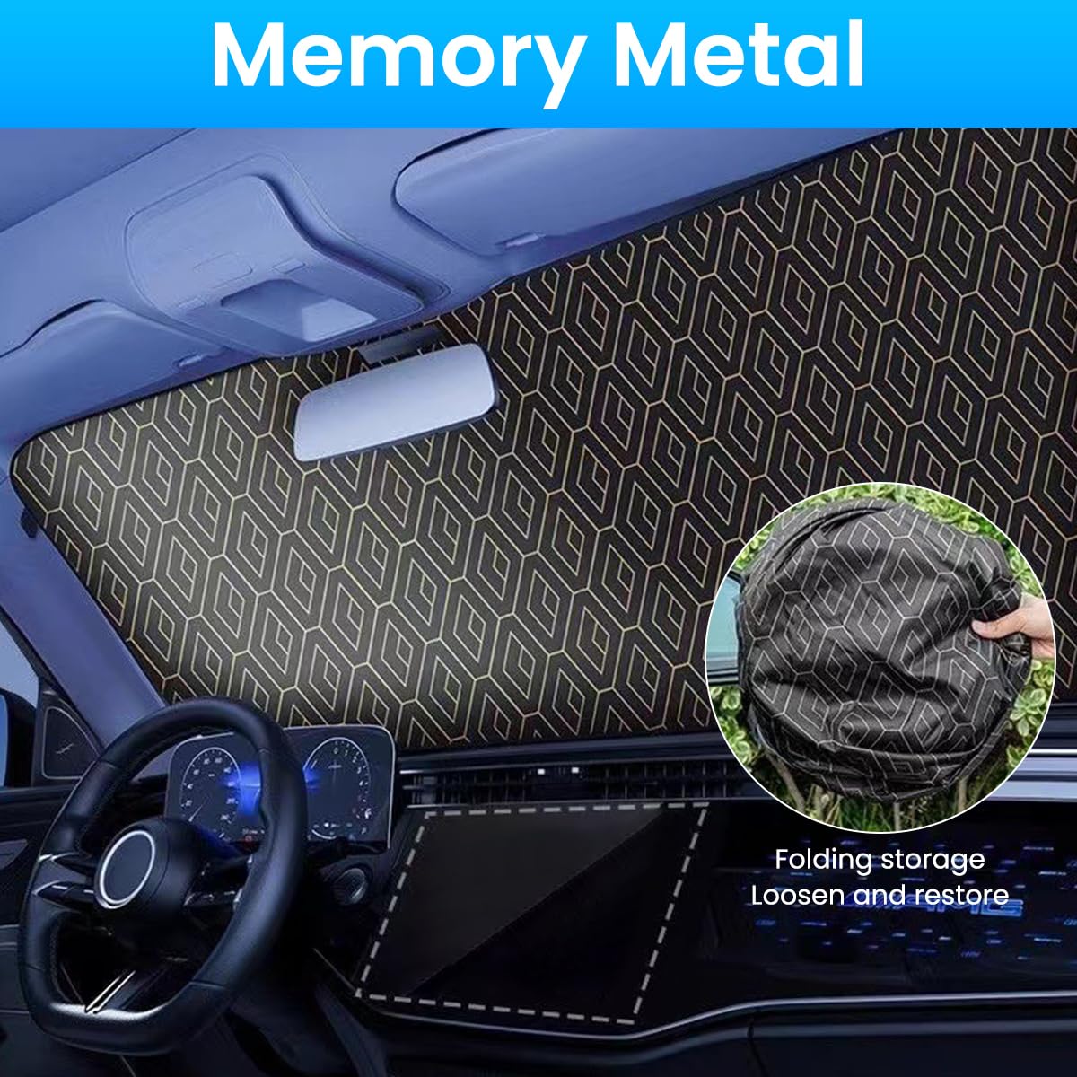 STHIRA Car Window Shade for UV Protection with Glass Fiber Frame 57x31 in | Foldable