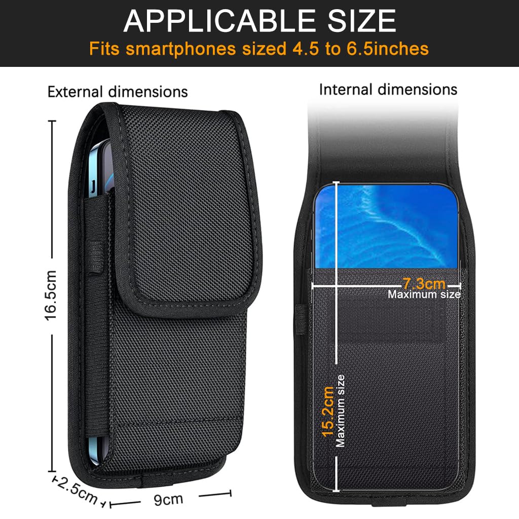 GUSTAVE Mobile Pouch for Men with 4.5–6.5 in Phones featuring Belt Clip and Carabiner | Rugged Nylon Holster
