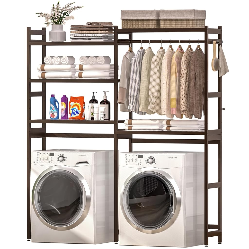 HASTHIP® 3 Layer Over The Washing Machine Storage Stand - Metal Bathroom Shelf DIY Assembly Organizer for Washer Dryer for Laundry Room Wash Basin Floor Stand Fits Most Machines