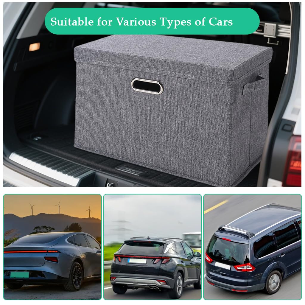 STHIRA Car Trunk Organizer Box for Home and Vehicle Storage with Lid and Handles 45 x 30 x 30cm