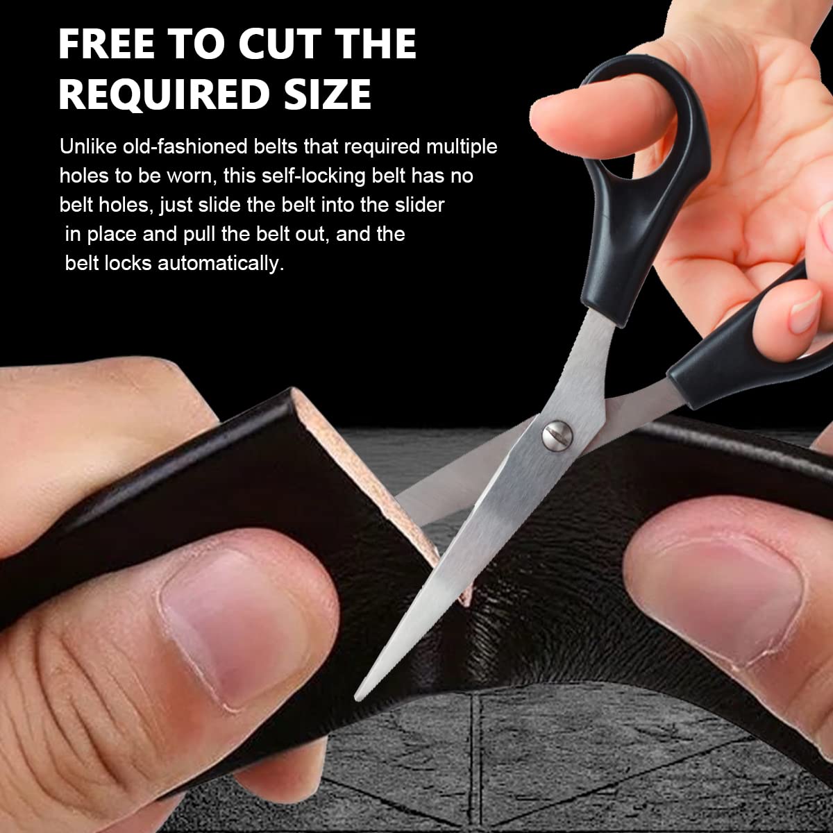 GUSTAVE Mens Leather Belt with Auto Lock Buckle 130 cm Length for 90–105 cm Waists | 2PCS Black