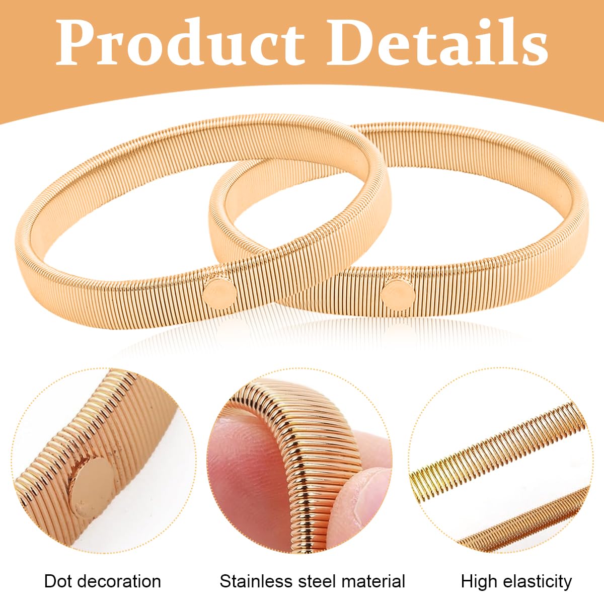 GUSTAVE Shirt Sleeve Holder for Men and Women with Stretchy Metal Armbands | Gold Pair