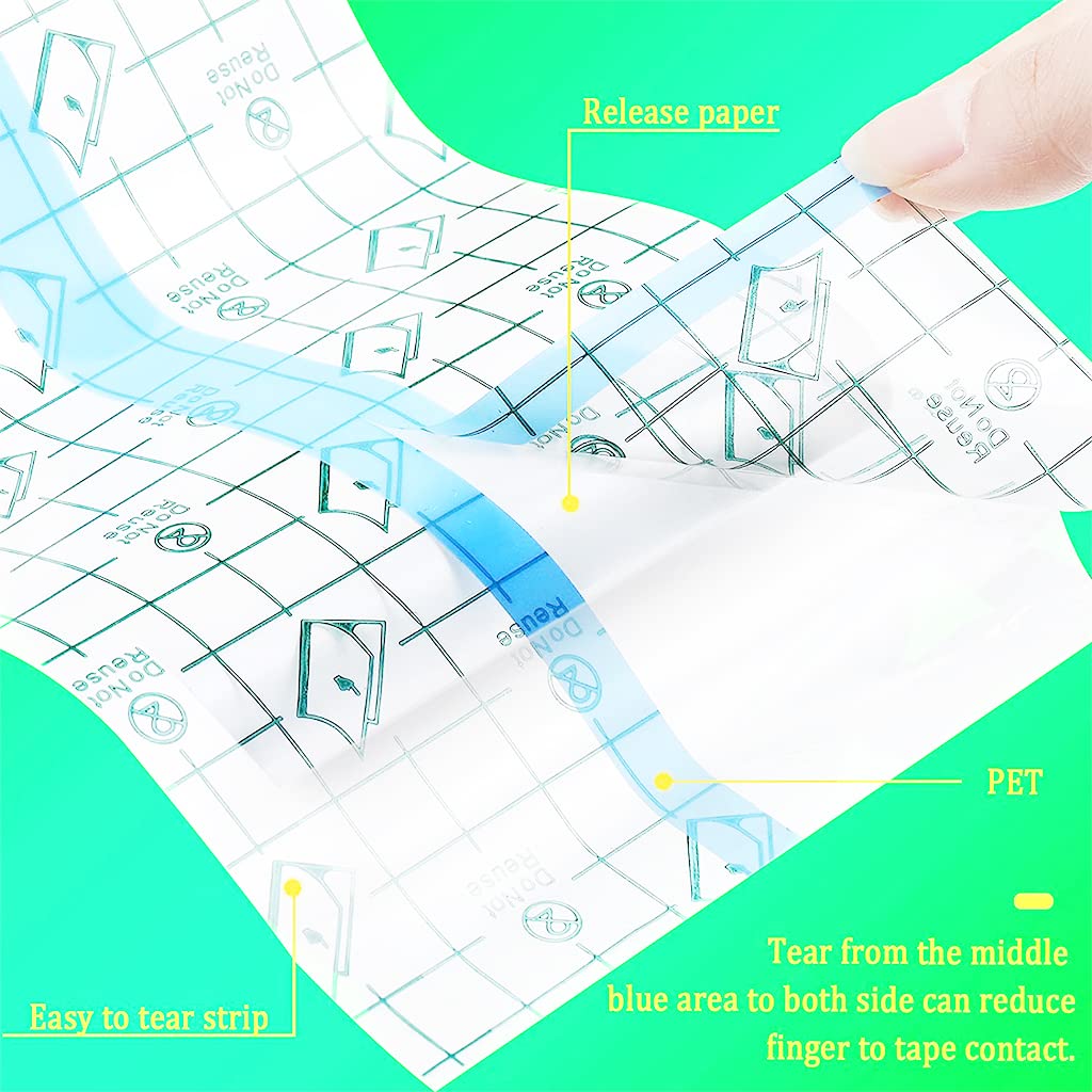 HANNEA Transparent Adhesive Bandage Dressing for Wound Care and Tattoo Aftercare 50pcs 5 x 6 in | Waterproof PU Film with Cuttable Grid Lines