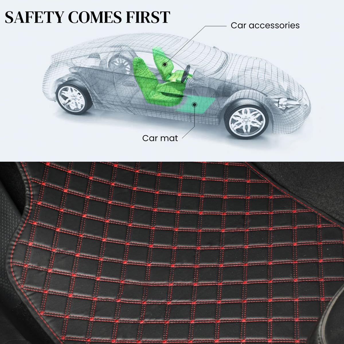 STHIRA Car Mats for SUV, Vans and Sedans featuring Anti-Slip Backing | Waterproof Leather Protection