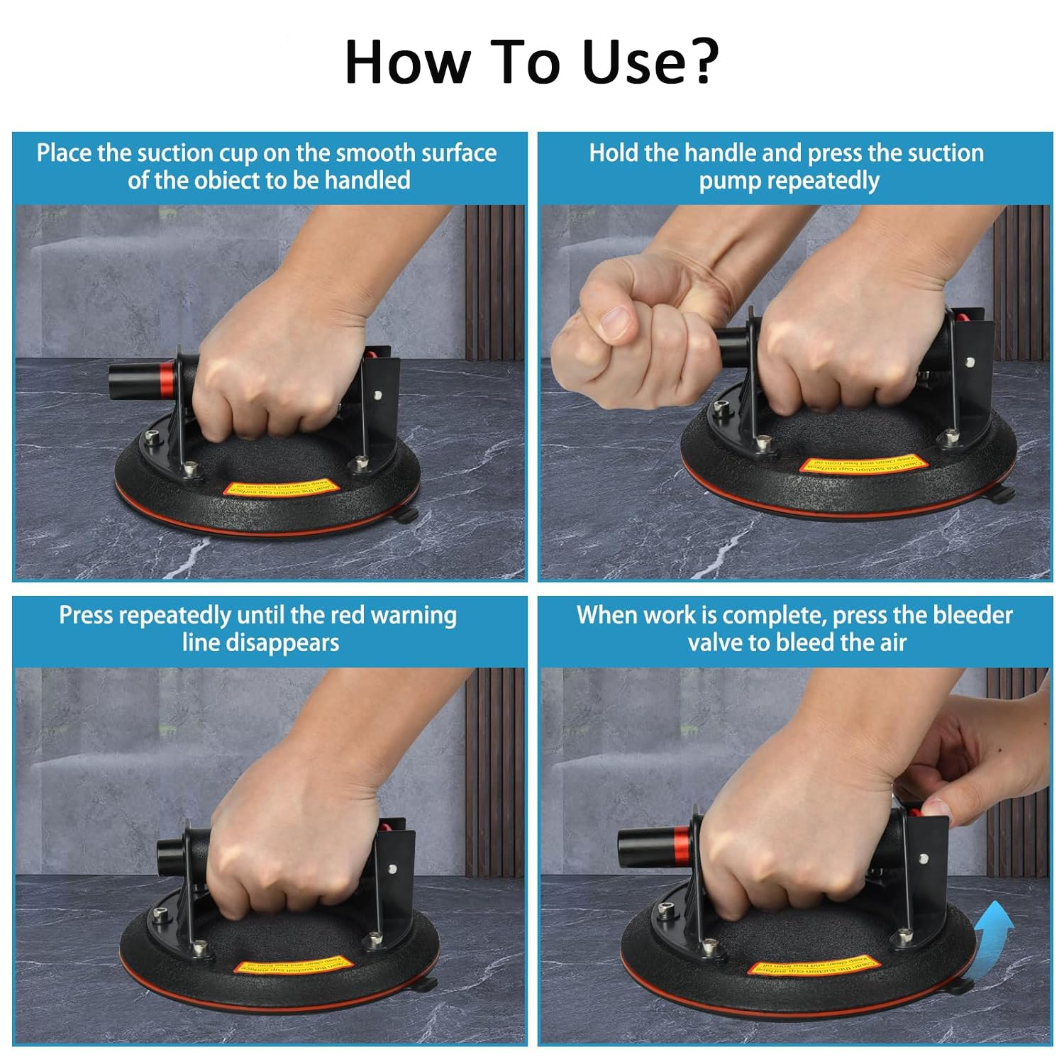 Serplex Suction Cup Lifter for Glass and Tile with 8 in Pad 330lbs Capacity | Ergonomic Handle