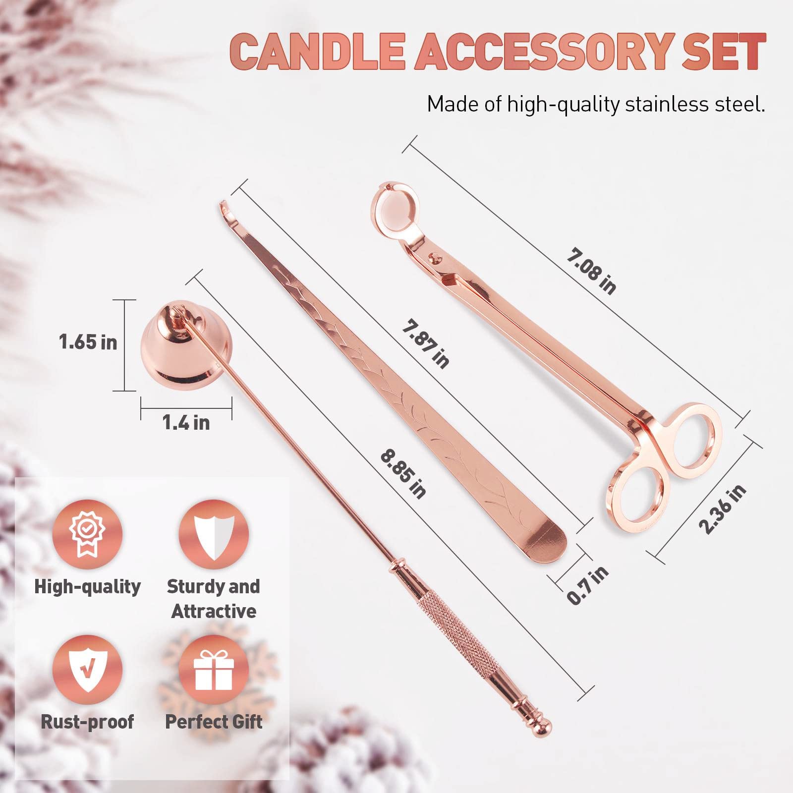 HASTHIP Candle Accessory Set with 3pcs Wick Trimmer Snuffer and Dipper | Stainless Steel Tools for Scented Candle Lovers