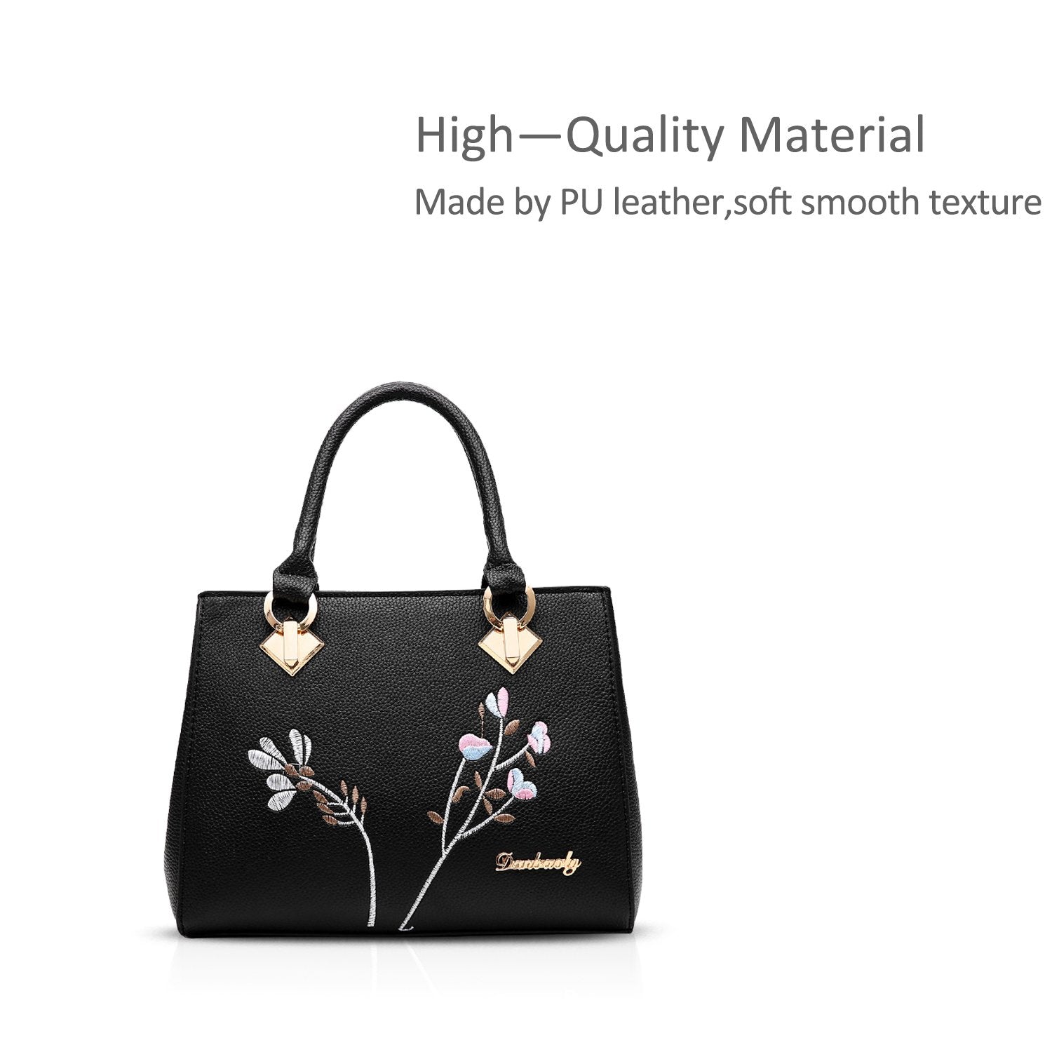 PALAY Handbag for Women with 5 Inside Pockets and Detachable Strap 26×10×20cm PU Leather Black