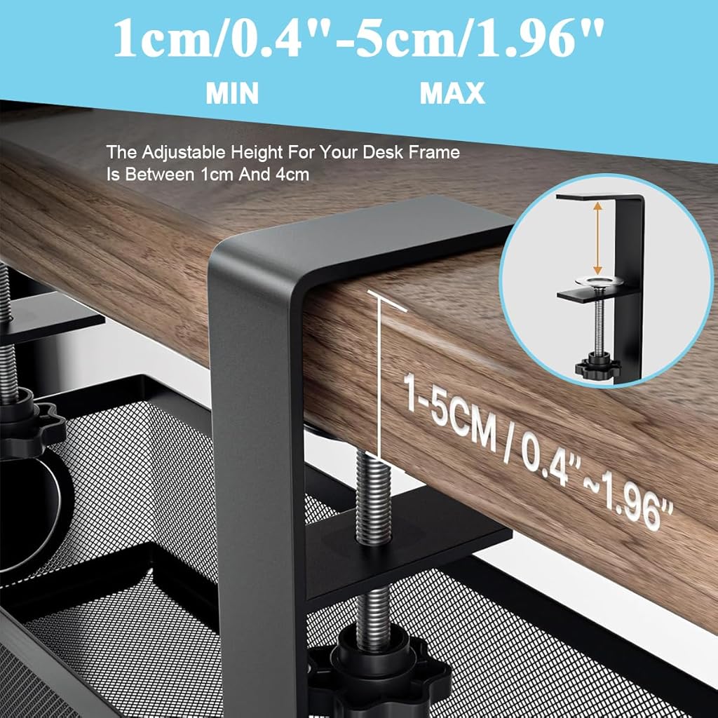 [Second-hand]Climberty@ Under Desk Cable Organizer Cable Organizer Rack Adjustable Screw-Fixed Adjustable Under Desk Cable Organizer Holder for Power Extention, Power Cord, Network Cable