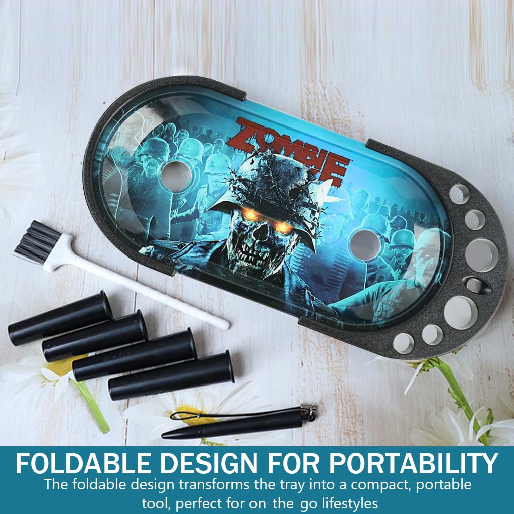 HASTHIP Foldable Metal Ashtray Tray for Hand Rolled Cigarettes with Work Table | Portable Maker for King Size and 1 1/4 Size