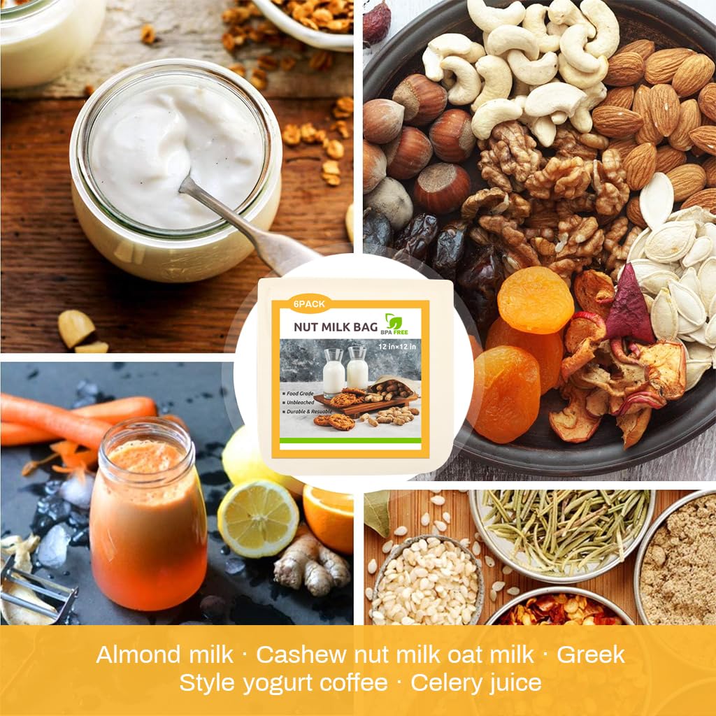 Supvox Muslin Cloth for Kitchen 6Pcs 12x12 in with Drawstring Closure | Unbleached Cotton