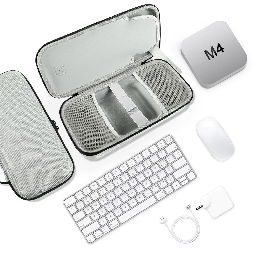 ZORBES Carry Case for Mac mini M4 with Dual Zipper and 28x13cm Plush Pouch | EVA Hard Shell Travel Bag