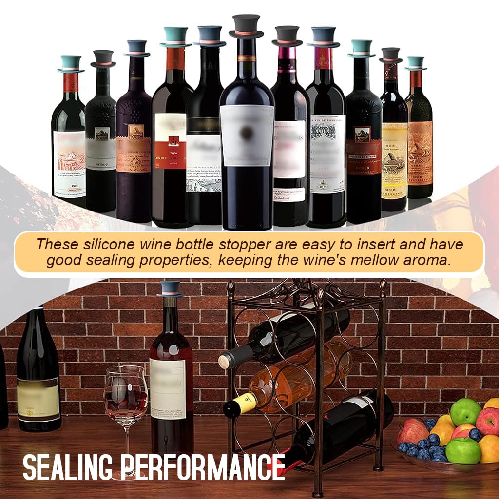 HASTHIP Wine Stoppers for Table Setting and Decoration featuring Hat Style Silicone | 3Pcs Reusable Universal Fit Plugs