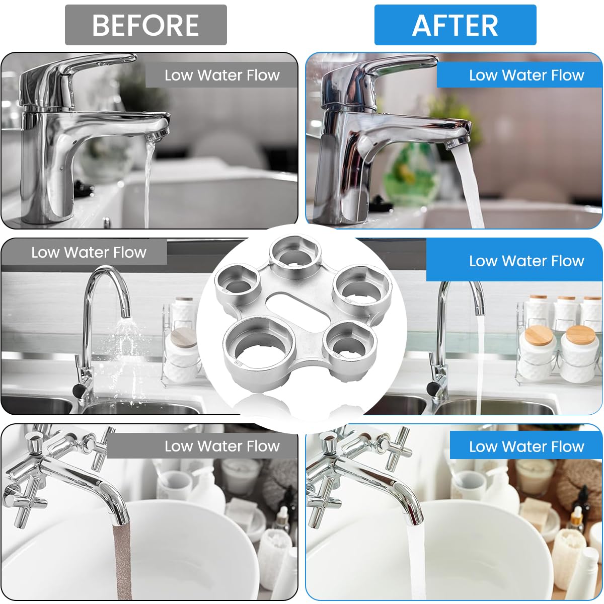 Serplex Faucet Aerator Removal Tool for Plumbing Work with Metal Multi Wrench 3PCS