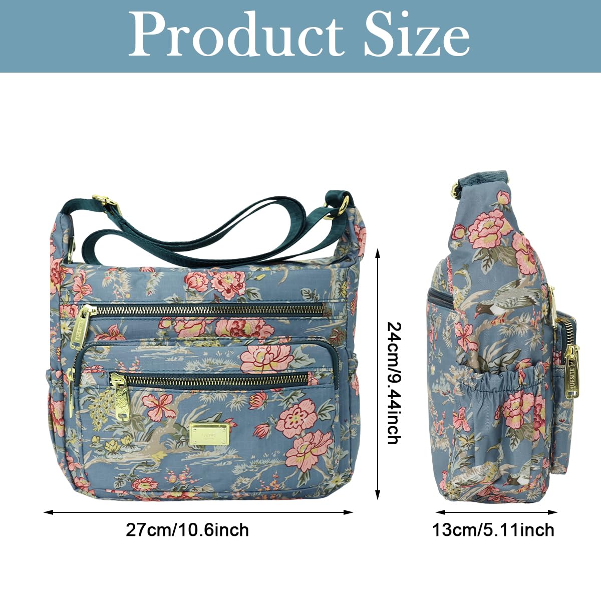 PALAY Crossbody Bag for Women with Multi Pocket 2 PCS Set and Adjustable Shoulder Strap