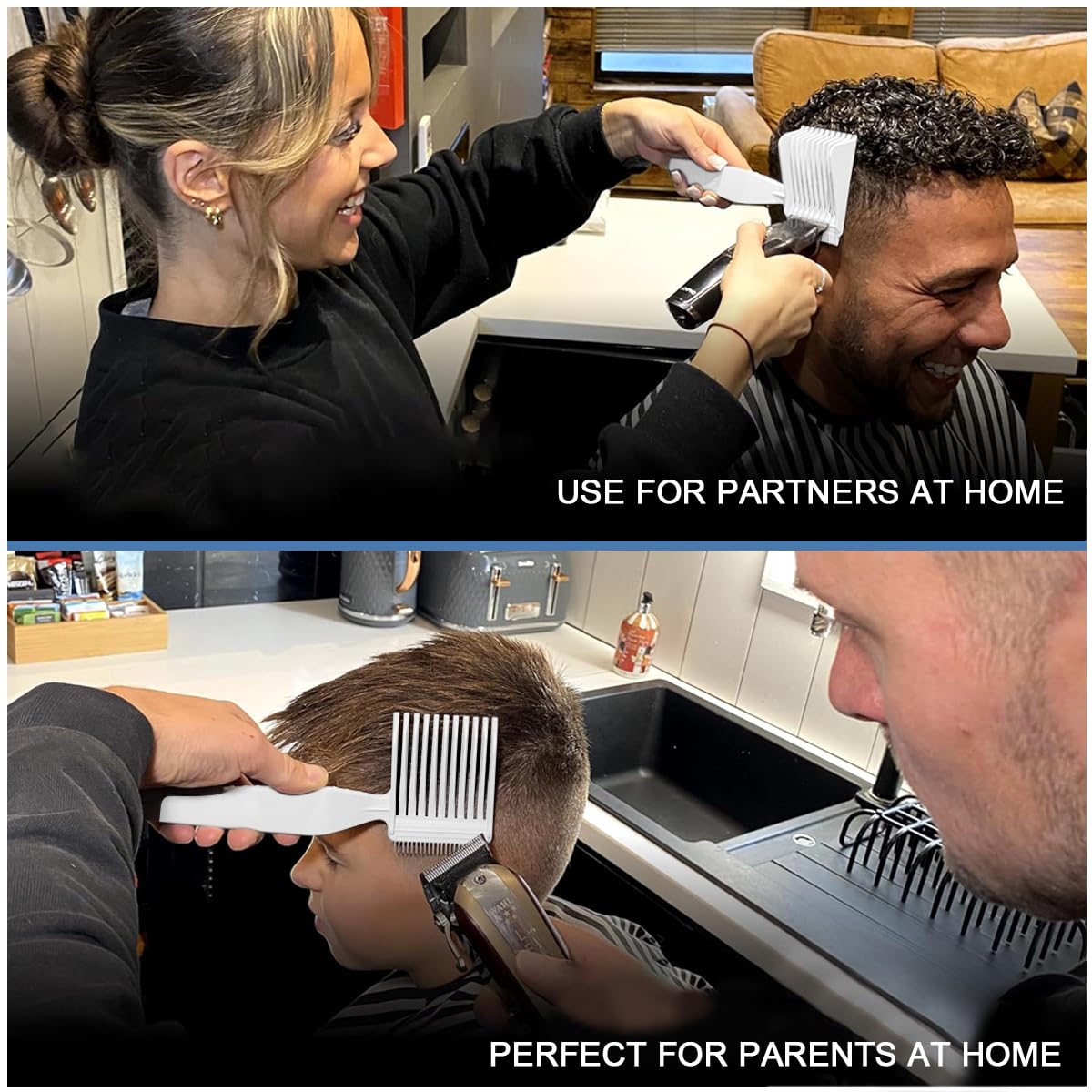 Venzina Barber Fade Comb for Men featuring Innovative Teeth Design and Anti Static Plastic | 2 Pcs Hair Cutting Tool for Home and Salon