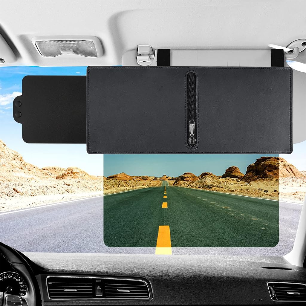 STHIRA Polarized Sun Visor Extension for Cars with Retractable UV400 Film and Adjustable Straps