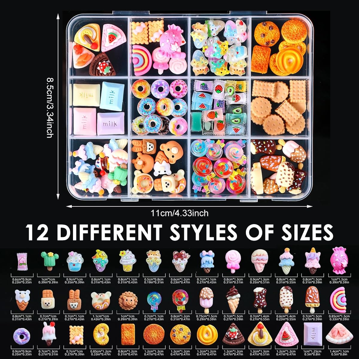 MAYCREATE 3D Candy Nail Charms for DIY Crafts featuring Lollipop and Gummy Bear Designs 2 PCS