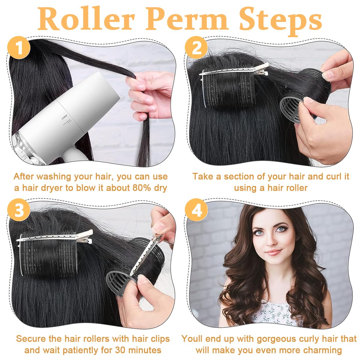 MAYCREATE Heatless Hair Curler with 30pcs 5 Size Snap On Rollers for Travel and Home Use | Plastic Curling Kit for Women and Girls