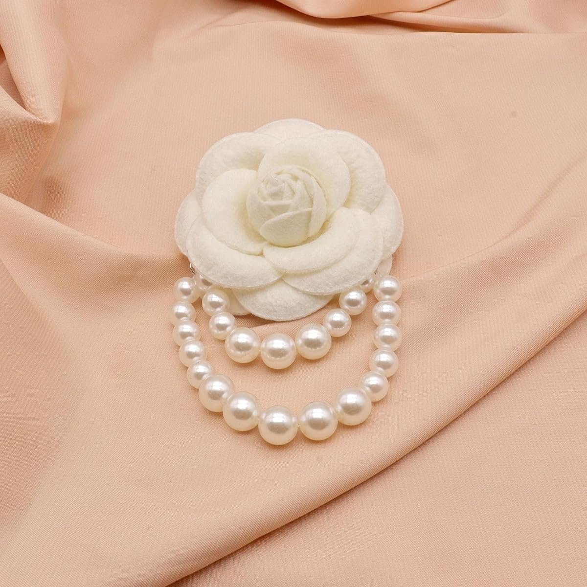 PALAY® Women Camellia Flower Brooch Pins Multipurpose Camellia Flower Pearl Bracelet and Brooch Pins Pearl Tassel Flower Brooch Pin Fashion Women Clothing Accessories