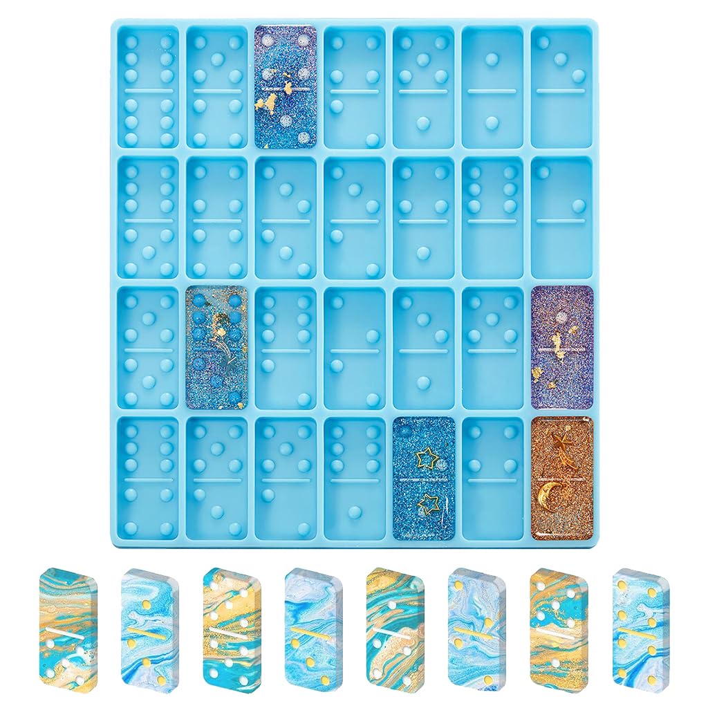 HASTHIP® Domino Resin Molds, Standard 28 Cavities Silicone Molds for Pendant Candy Chocolate Clay Mold Clay Molds Silicone Dominoes Molds for DIY Craft