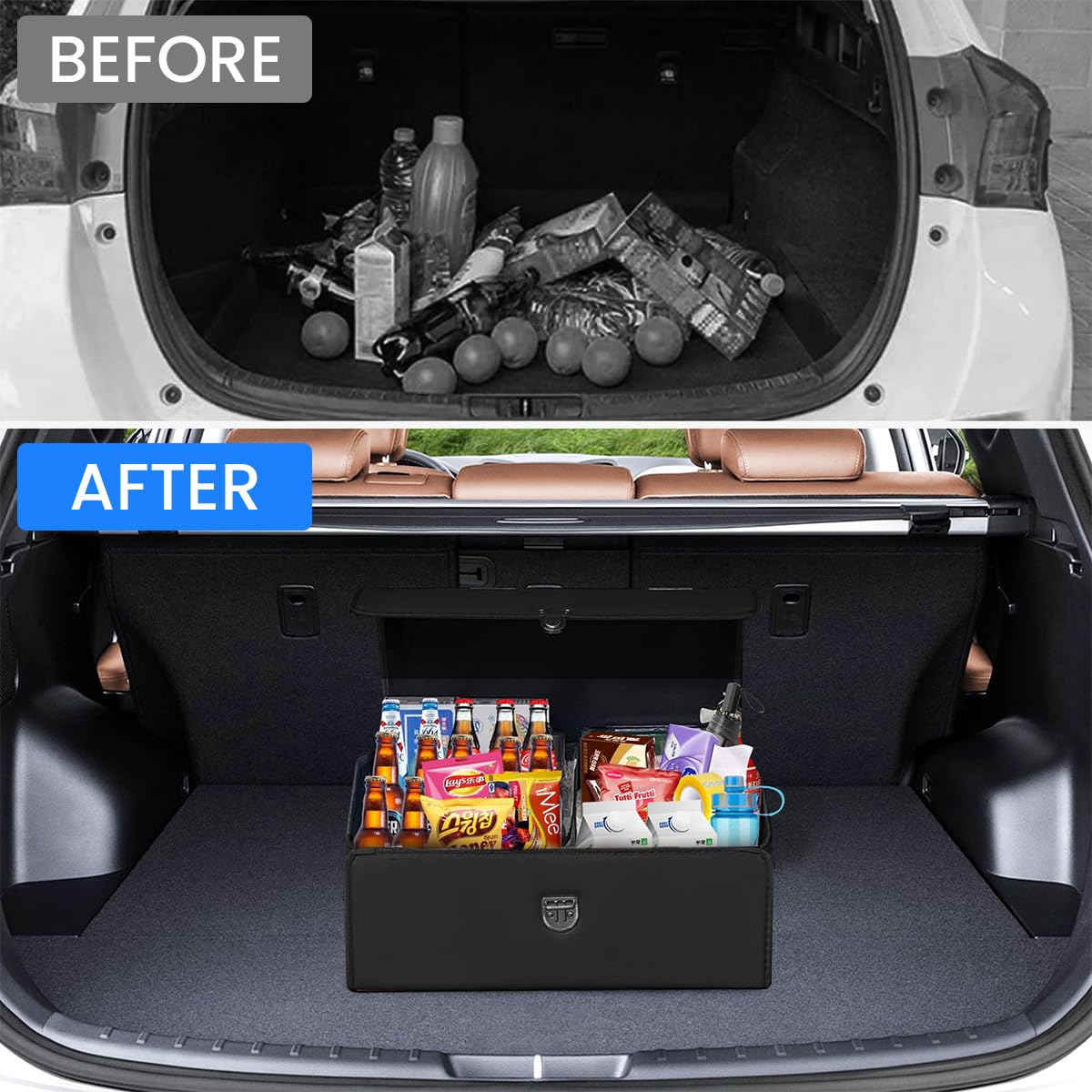 STHIRA Car Boot Organizer for All Car Models featuring Foldable Leather Design | Spacious Trunk Storage