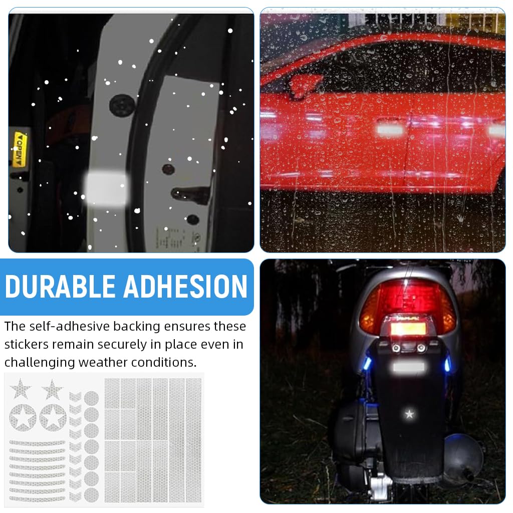 Proberos Reflective Stickers for Cycling with 42 Multi Shapes Silver Decals | Waterproof