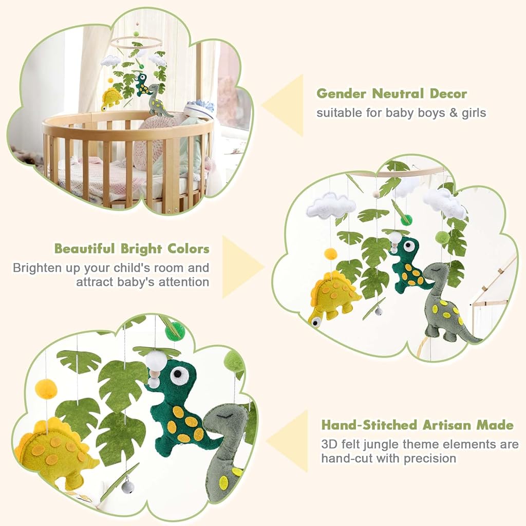 SNOWIE SOFT® Baby Mobile for Crib Safari Nursery Mobile Handmade Jungle