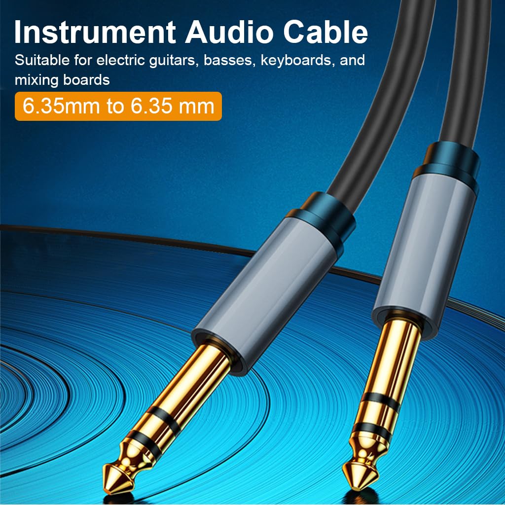 ZORBES Instrument Audio Cable 6.6ft for Guitars Keyboards and Mixers featuring Gold Plated Connectors and Nylon Braided Design