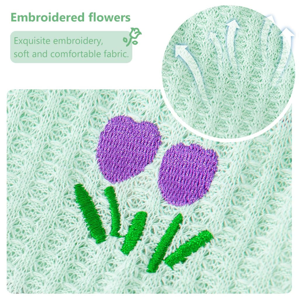 Qpets Dog Clothes 2 Pack for Summer with Flower Embroidery and Cotton Fabric | Pink & Mint Green