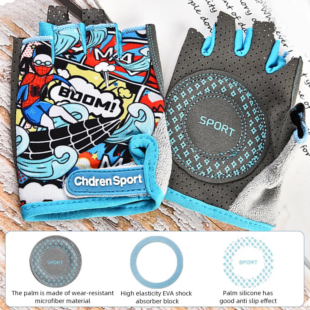 Proberos Kids Bike Gloves for 4–8 Years with Anti Slip Fingerless Design | Breathable 3PCS Set