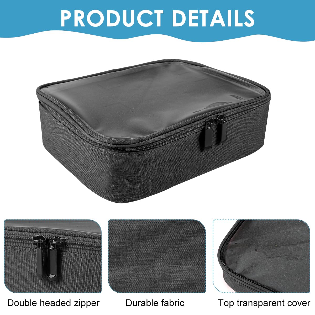 MAYCREATE Nail Polish Organizer for Travel with 30 Bottle Slots and Detachable Foam | Black