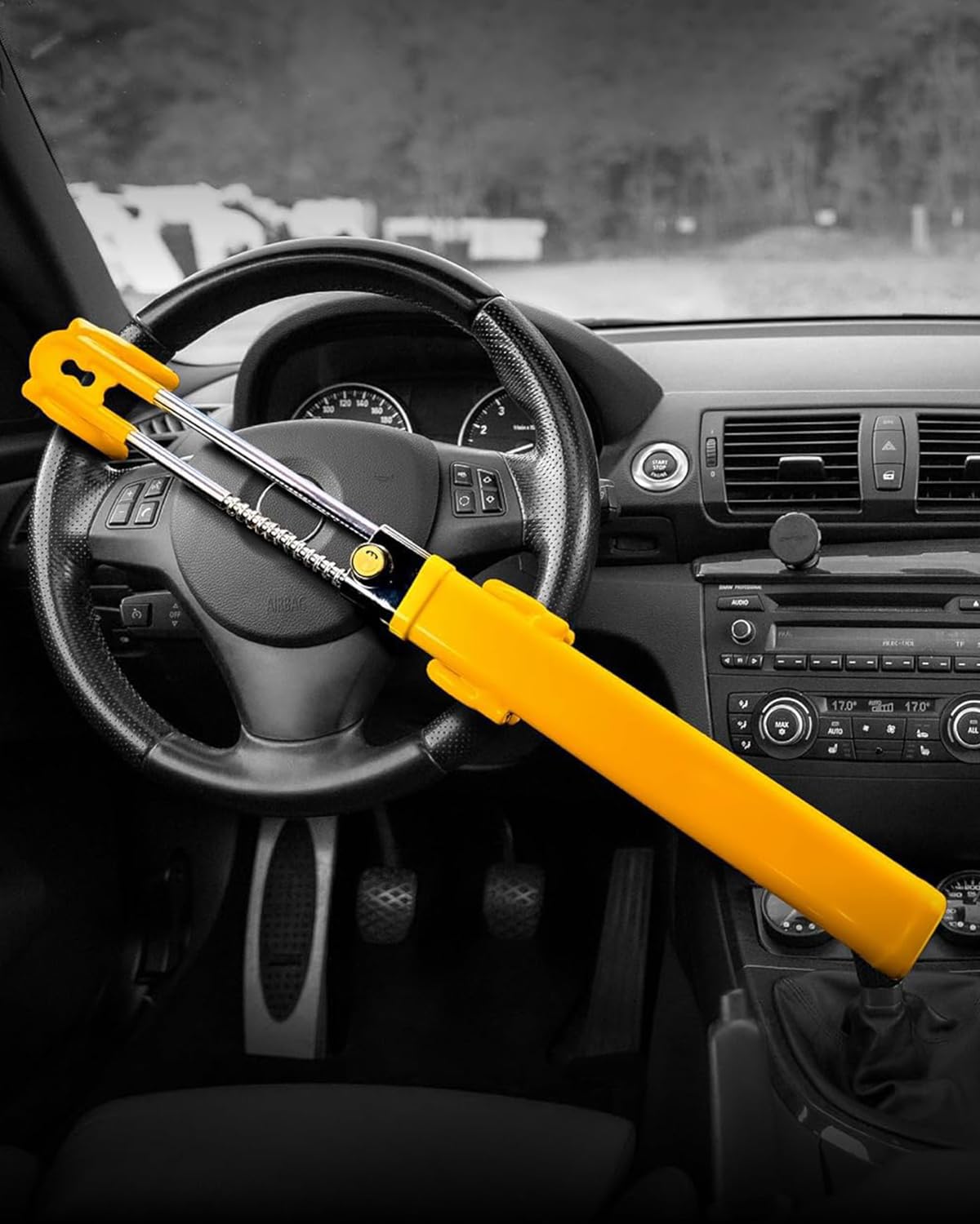 STHIRA Steering Wheel Lock for Cars featuring Alloy Lock Core and Heavy Duty Steel | Universal Fit