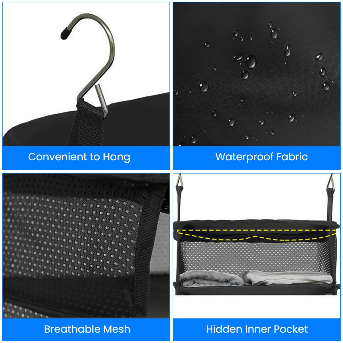 Zibuyu Hanging Luggage Organizer for Car Travel with Triple Layer Compartments and Oxford Cloth