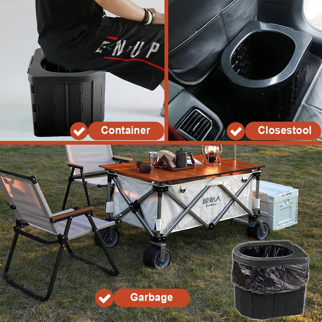 Proberos Portable Toilet Bucket for Camping and Travel with 30cm Depth Seat | Collapsible PVC Design