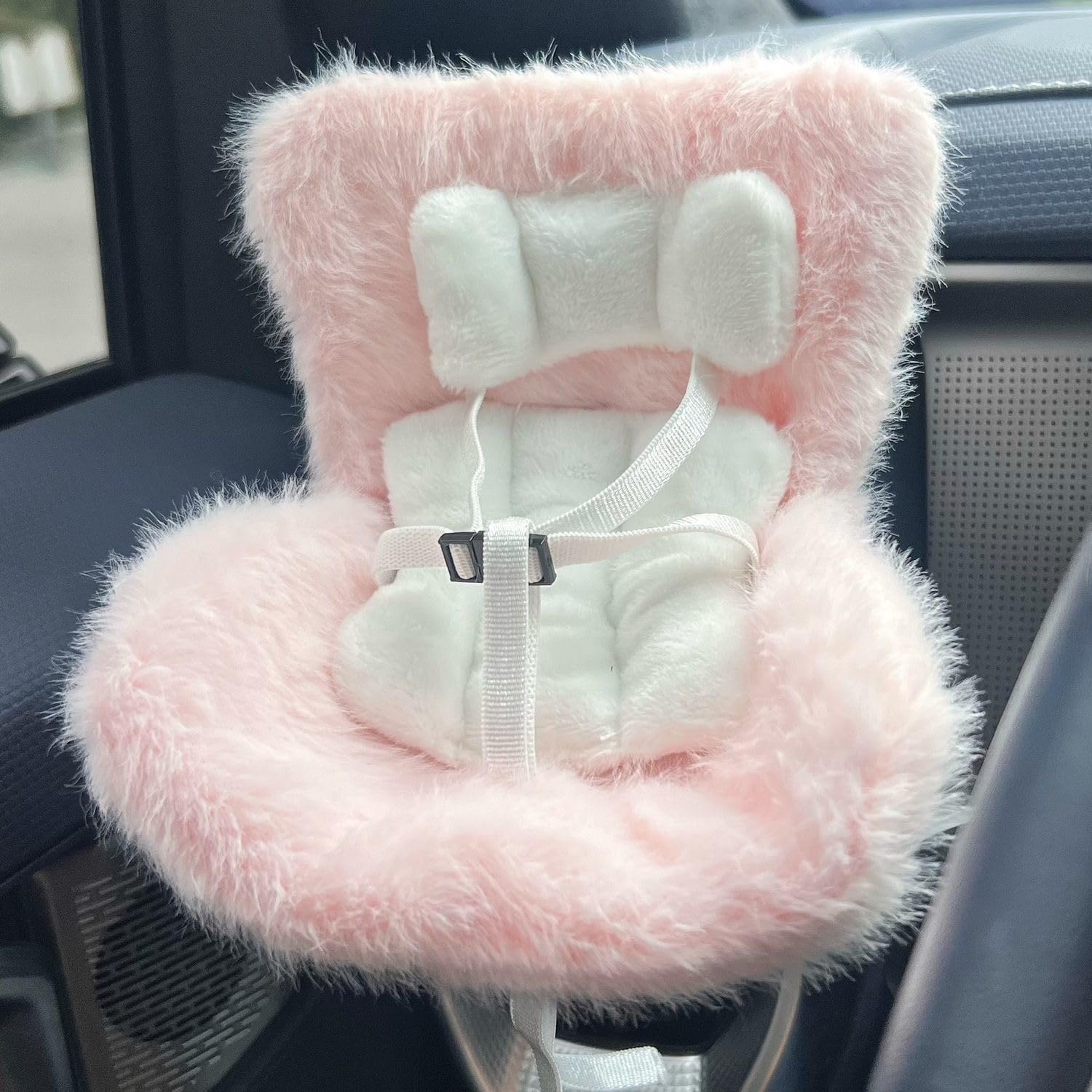 PATPAT Doll Car Seat for 4 inch Dolls with Air Vent Clip and Safety Belt | Pink Plush Stand