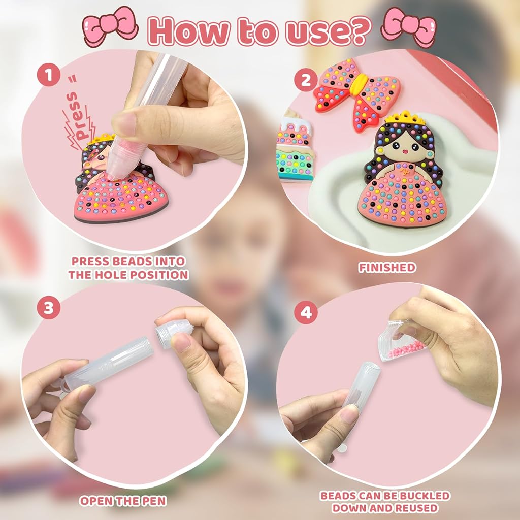PATPAT® Bead Art Kits for Kids, Kids Painting Kits 5-8,Beads' Pen Arts and Crafts Kit for Ages 6-12,
