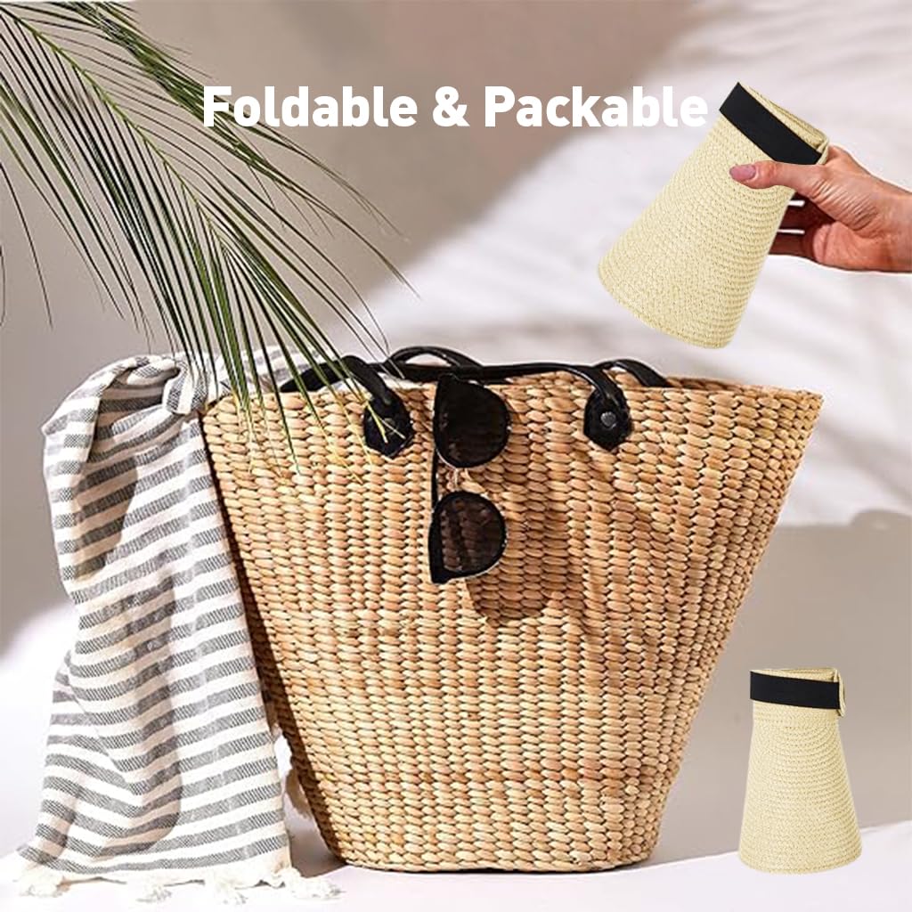 PALAY Straw Hat for Women featuring Wide Brim UV Protection and Adjustable Strap | Beige