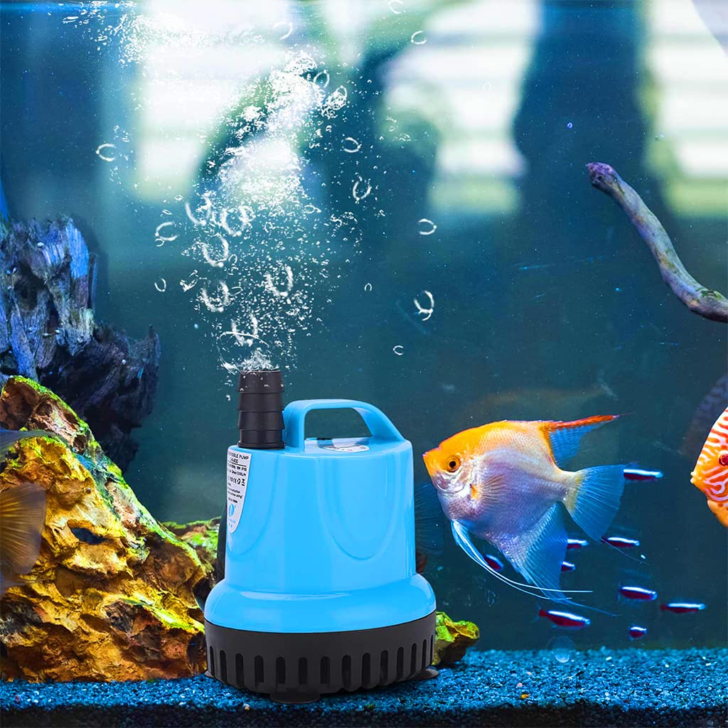 Qpets® 3200L/H Submersible Water Pump Aquarium Water Pump for Water Changing Submersible Water Pump with Bottom Suction Cups Submersible Aquarium Air Pump for Fish Tank, Fountain