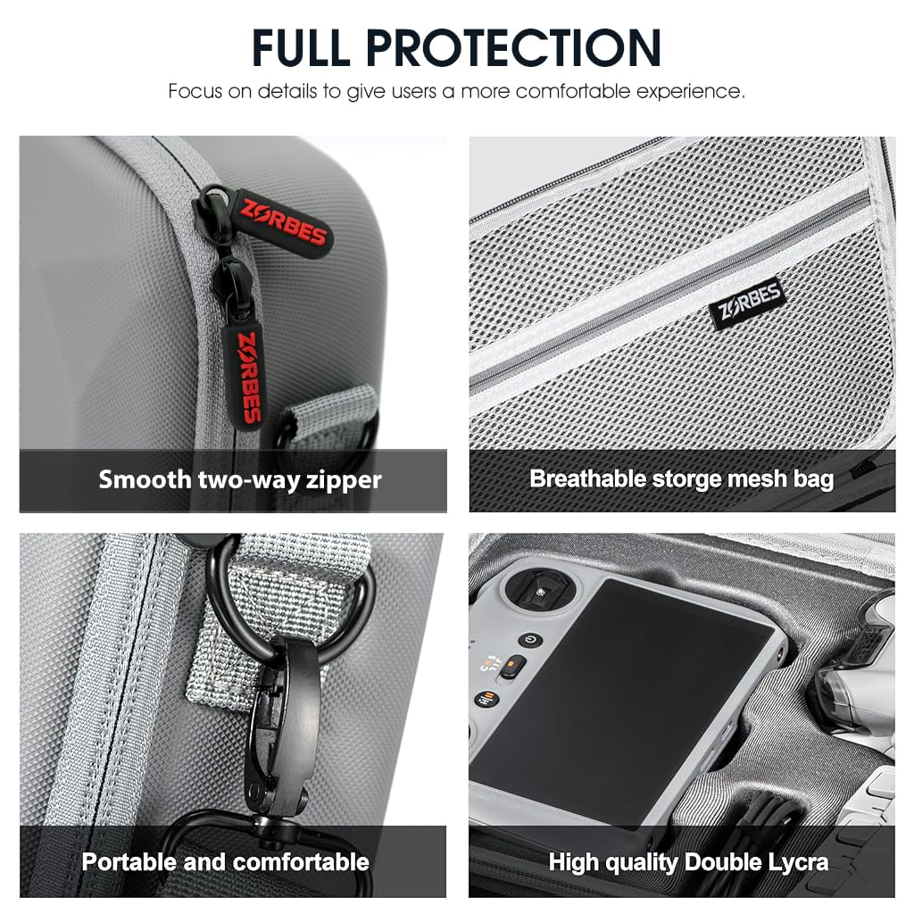 ZORBES Carrying Case for DJI Mini 4 Pro with Waterproof PU Cover and Lycra Lining | Includes Shoulder Strap and Handle