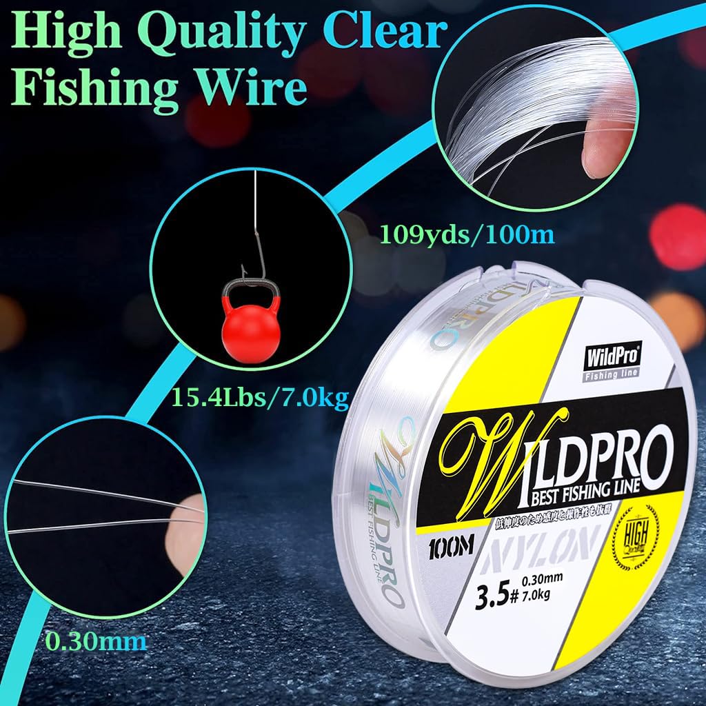Proberos Fishing Line 100m 0.3mm for Freshwater and Saltwater with Abrasion Resistance | Clear Nylon Monofilament