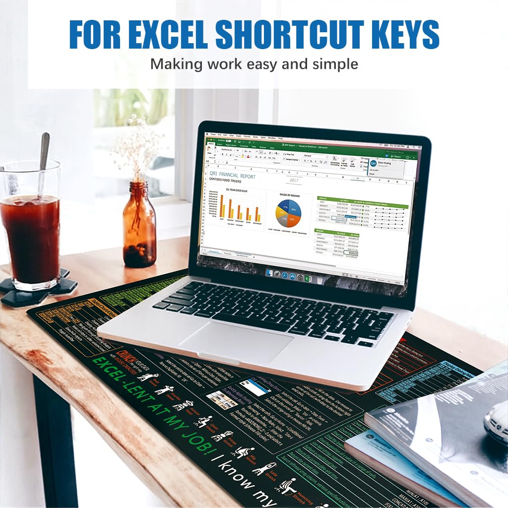 ZORBES Excel Shortcut Keys Mouse Pad for Office Use with Non Slip Rubber Base 40x90x0.3cm