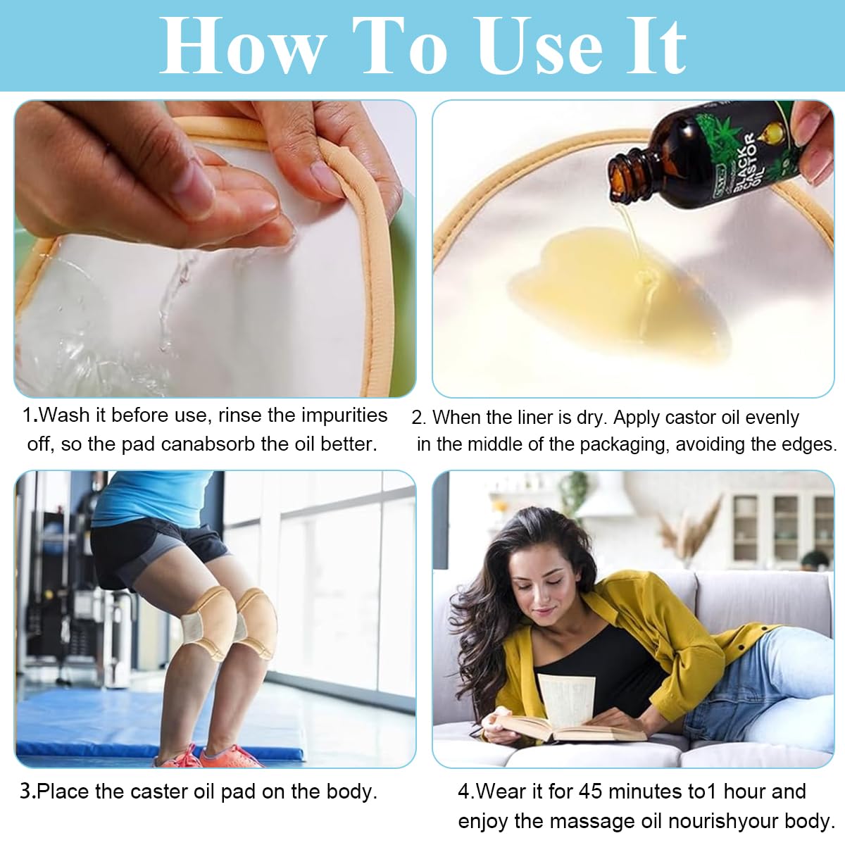 HANNEA Castor Oil Pack for Liver Detox with Zipper Pocket and Adjustable Elastic Strap | Reusable Cotton Flannel Wrap