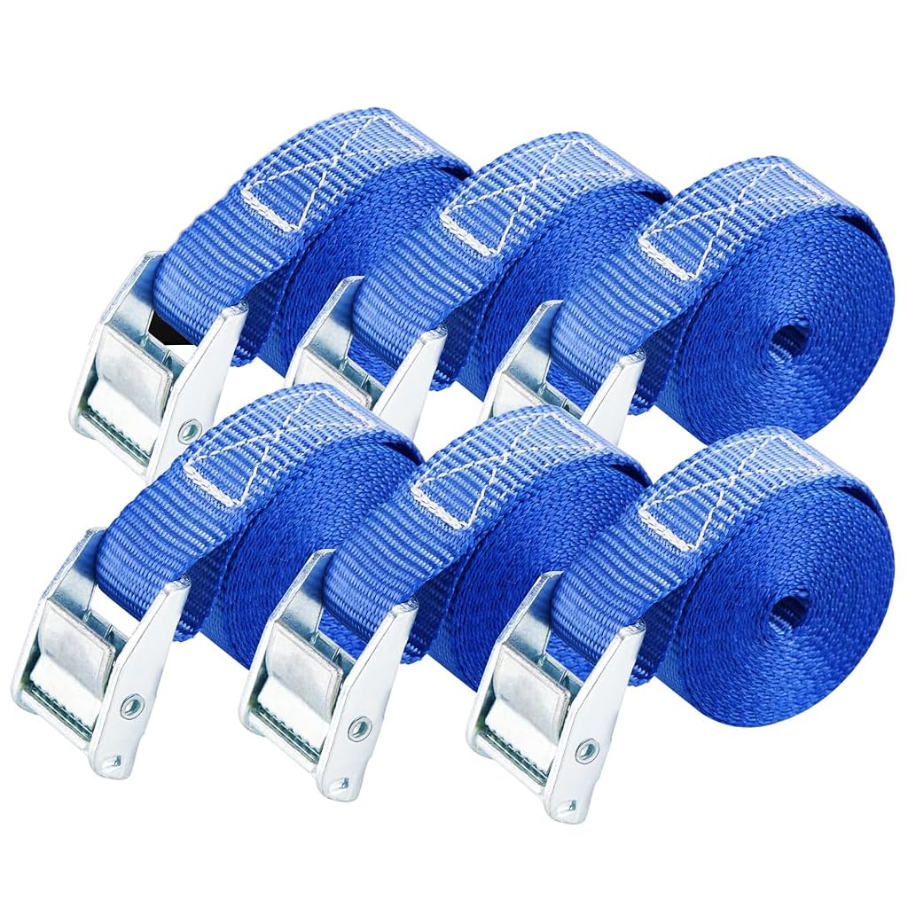 ZIBUYU Ratchet Lashing Straps for Cargo and Luggage with Zinc Alloy Mechanism 2.5m x25mm | Polyester Webbing