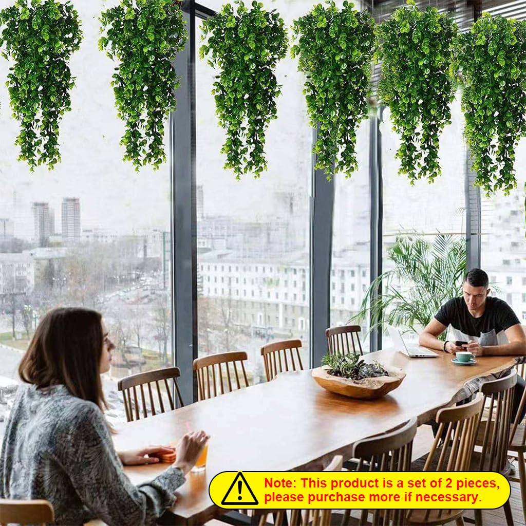 Supvox Artificial Hanging Eucalyptus Vine for Home and Garden Decor with 31.4 in Plastic Leaves | Realistic Evergreen Look