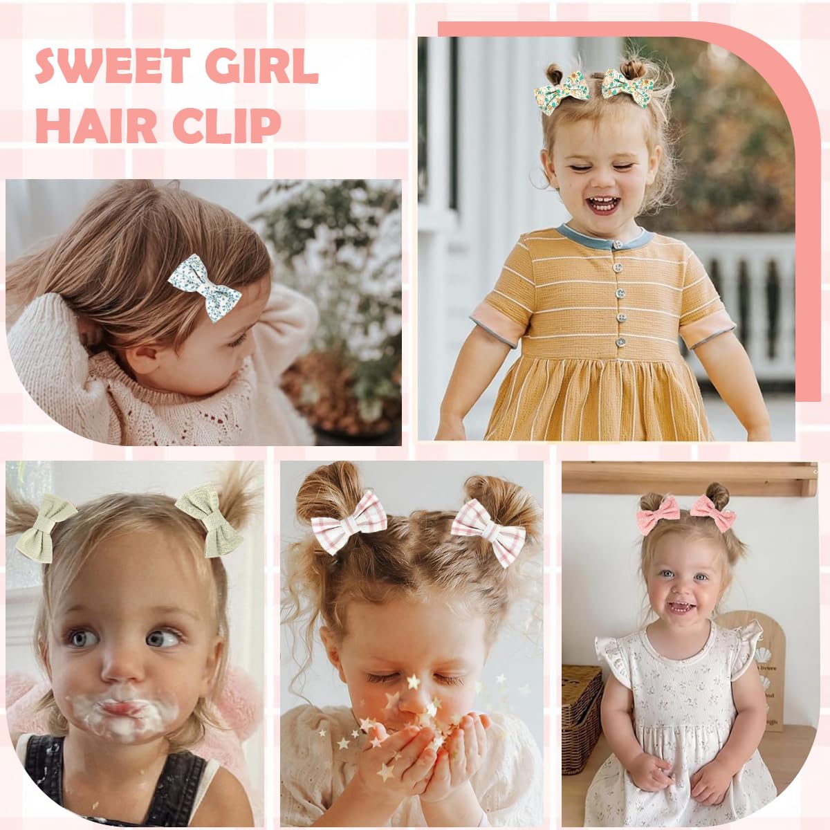 SNOWIE SOFT Baby Hair Clips for Girls featuring Fabric-Coated Metal Pins 20Pcs 1.9in | Gift-Ready Bow Designs