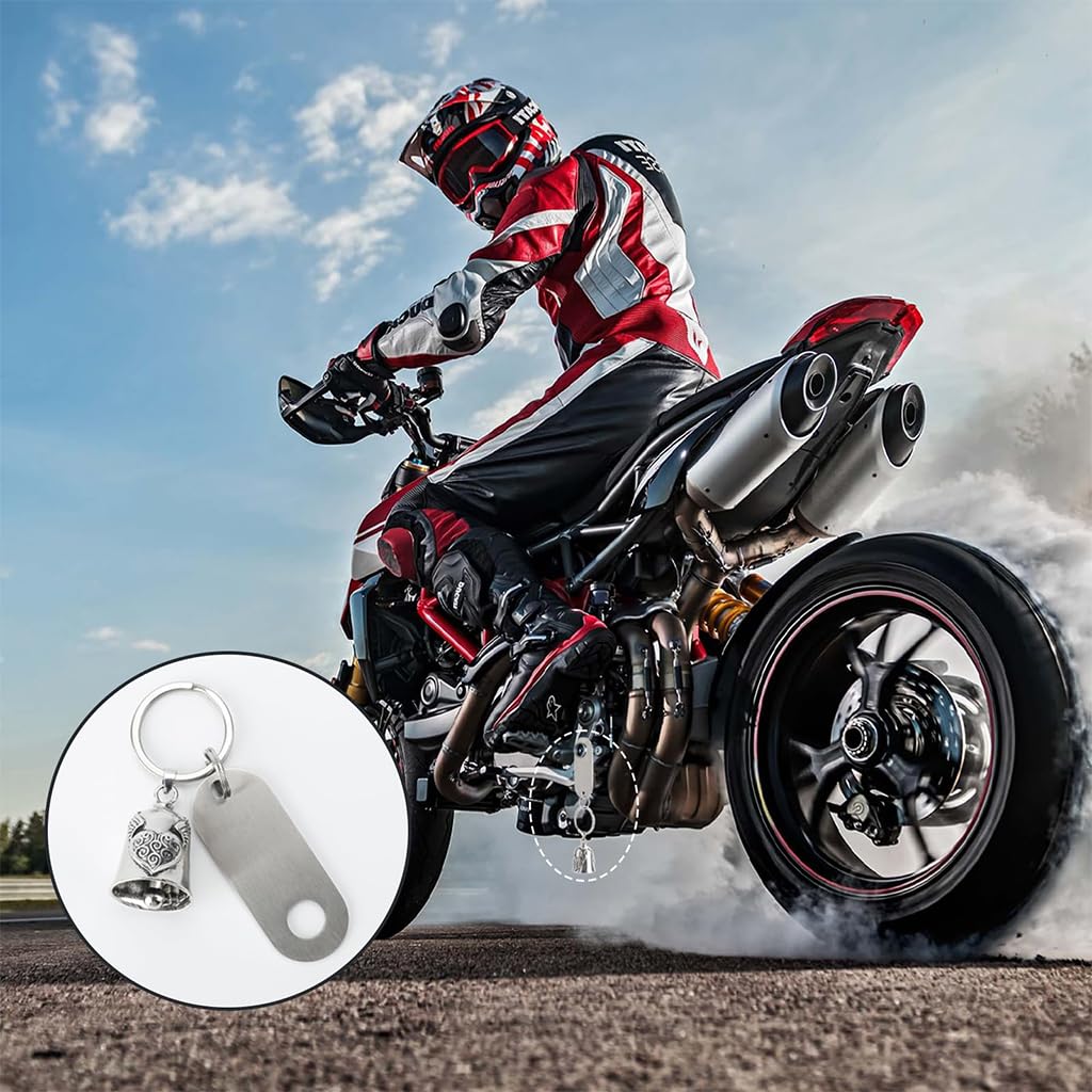 STHIRA Motorcycle Bell for Bikers with Angel Wing and Heart Design | Metal Alloy Lucky Charm Keychain