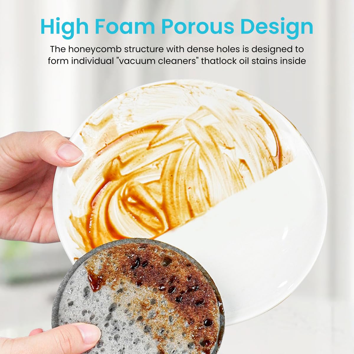 HASTHIP Kitchen Sponge Scrubber Pads for Pots and Dishes 6Pcs featuring No Mark Cleaning | Multi Color Reusable Scrubbing Pads