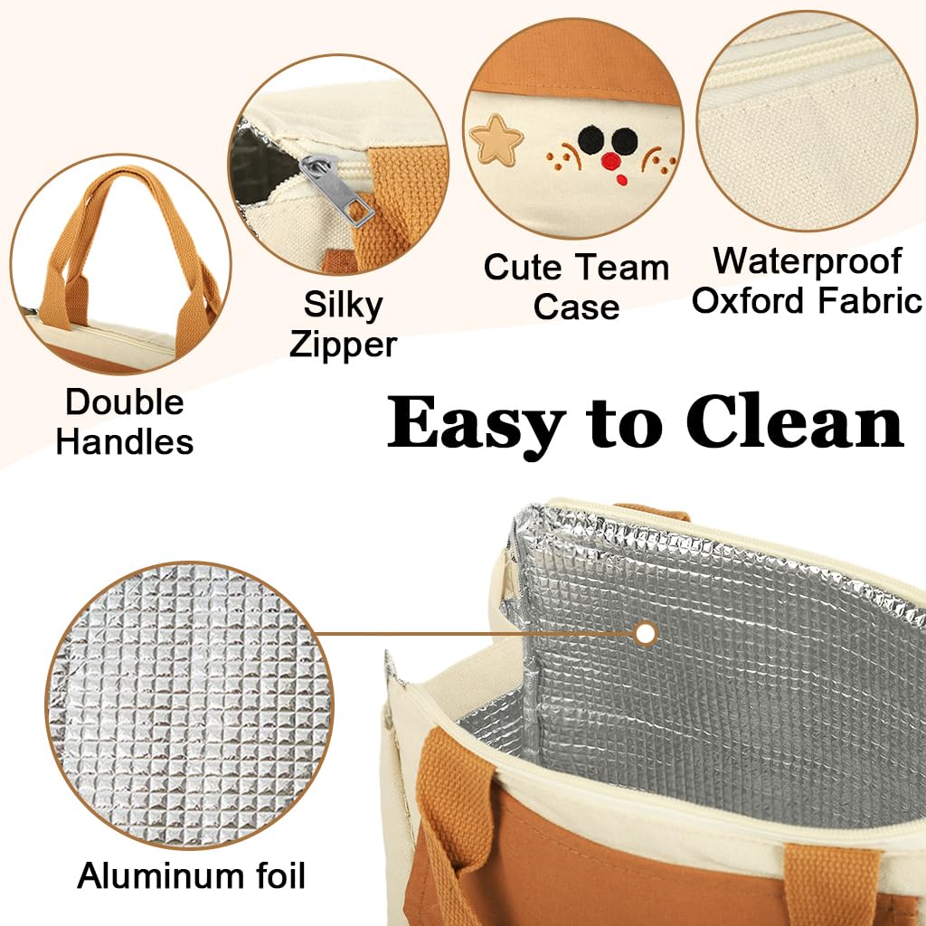 HASTHIP Lunch Bag for Kids with 9.5L Capacity and Reinforced Handles | Waterproof Brown Tote